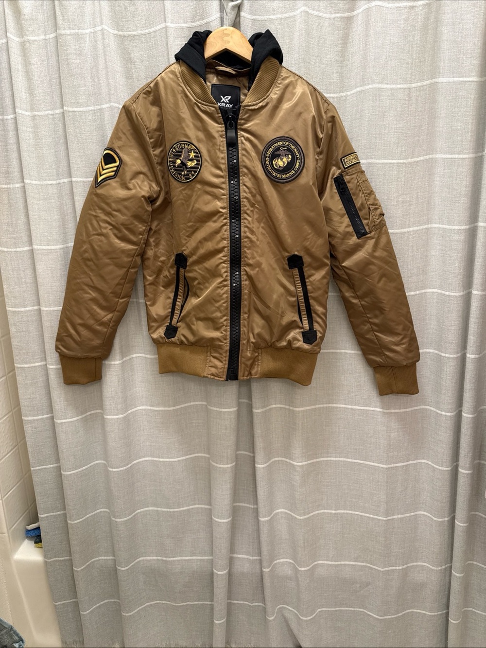 ' Brown Bomber Jacket with Hood